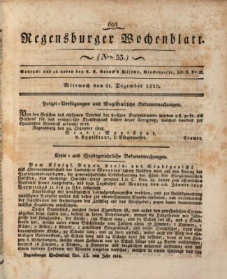 Regensburger Wochenblatt Mittwoch 31. Dezember 1828