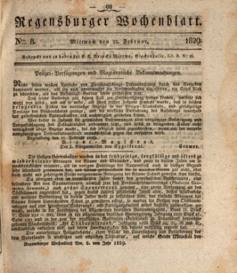 Regensburger Wochenblatt Mittwoch 25. Februar 1829