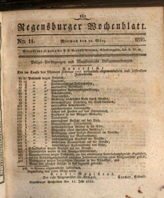 Regensburger Wochenblatt Mittwoch 13. März 1833