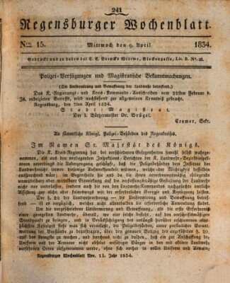 Regensburger Wochenblatt Mittwoch 9. April 1834