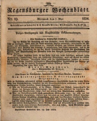 Regensburger Wochenblatt Mittwoch 7. Mai 1834