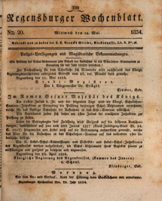 Regensburger Wochenblatt Mittwoch 14. Mai 1834