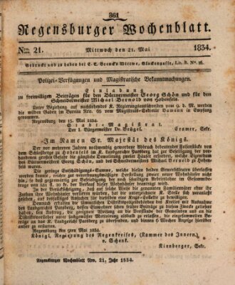 Regensburger Wochenblatt Mittwoch 21. Mai 1834