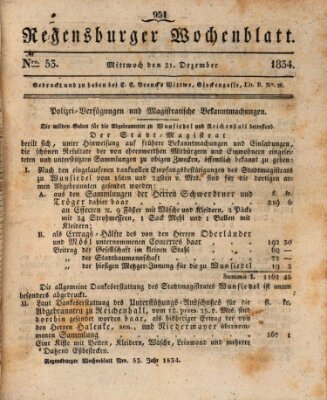 Regensburger Wochenblatt Mittwoch 31. Dezember 1834