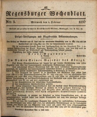 Regensburger Wochenblatt Mittwoch 3. Februar 1836