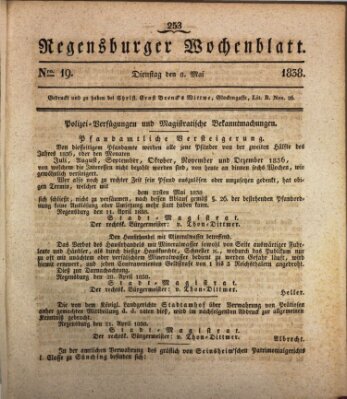 Regensburger Wochenblatt Dienstag 8. Mai 1838