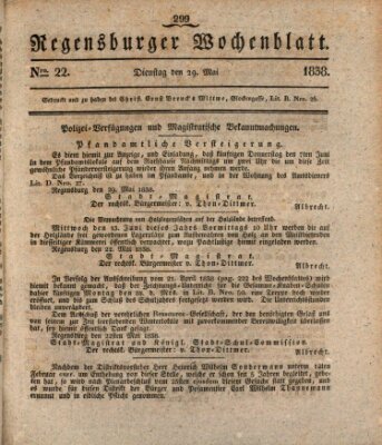 Regensburger Wochenblatt Dienstag 29. Mai 1838