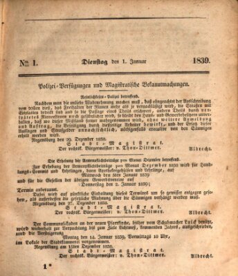 Regensburger Wochenblatt Dienstag 1. Januar 1839