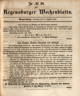 Regensburger Wochenblatt Dienstag 9. August 1842