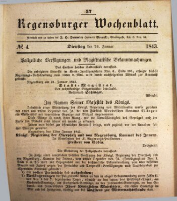 Regensburger Wochenblatt Dienstag 24. Januar 1843