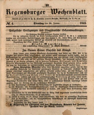 Regensburger Wochenblatt Dienstag 28. Januar 1845