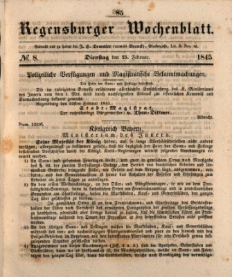 Regensburger Wochenblatt Dienstag 25. Februar 1845