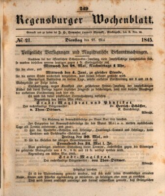 Regensburger Wochenblatt Dienstag 27. Mai 1845