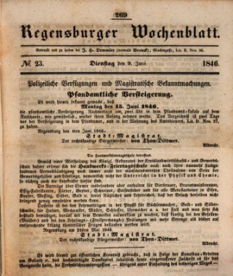 Regensburger Wochenblatt Dienstag 9. Juni 1846