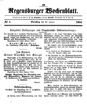 Regensburger Wochenblatt Dienstag 24. Januar 1854