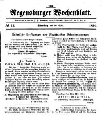 Regensburger Wochenblatt Dienstag 28. März 1854