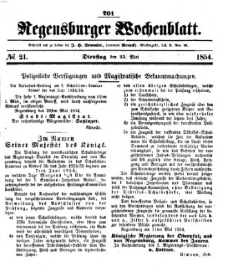 Regensburger Wochenblatt Dienstag 23. Mai 1854