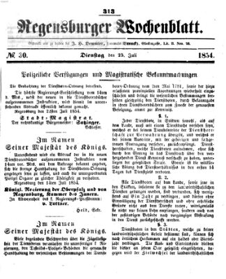 Regensburger Wochenblatt Dienstag 25. Juli 1854