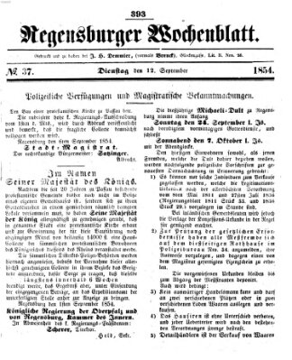 Regensburger Wochenblatt Dienstag 12. September 1854