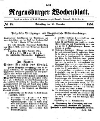 Regensburger Wochenblatt Dienstag 28. November 1854