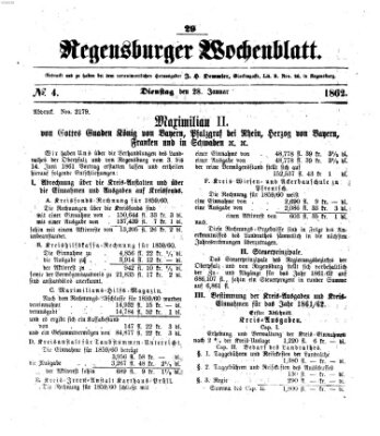 Regensburger Wochenblatt Dienstag 28. Januar 1862