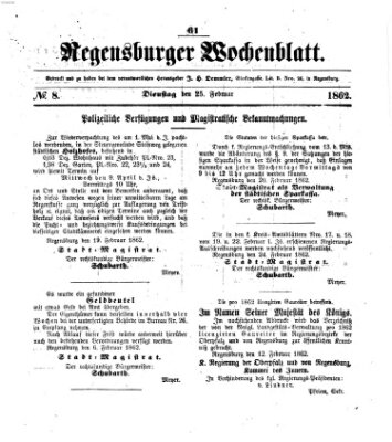 Regensburger Wochenblatt Dienstag 25. Februar 1862