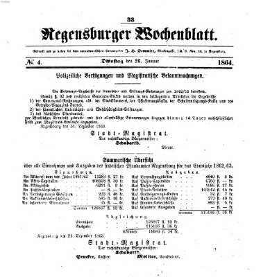 Regensburger Wochenblatt Dienstag 26. Januar 1864