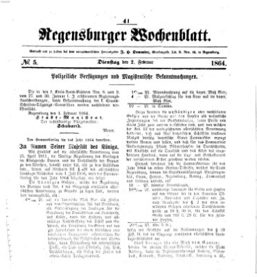 Regensburger Wochenblatt Dienstag 2. Februar 1864