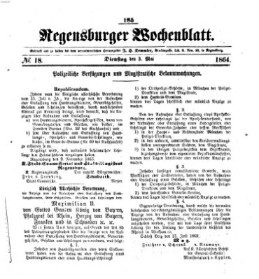 Regensburger Wochenblatt Dienstag 3. Mai 1864