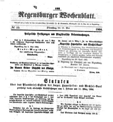 Regensburger Wochenblatt Dienstag 10. Mai 1864