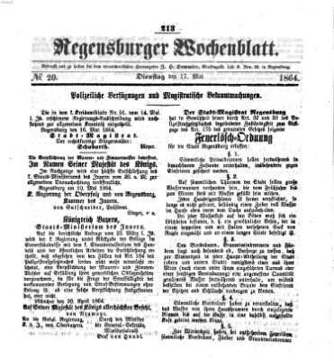 Regensburger Wochenblatt Dienstag 17. Mai 1864