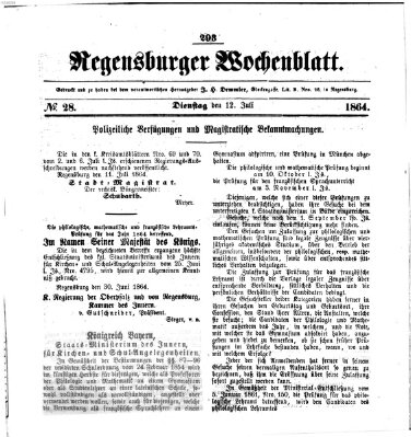 Regensburger Wochenblatt Dienstag 12. Juli 1864