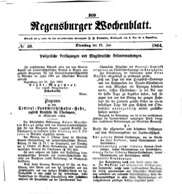 Regensburger Wochenblatt Dienstag 26. Juli 1864