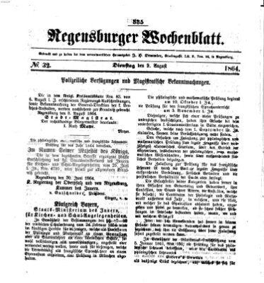 Regensburger Wochenblatt Dienstag 9. August 1864