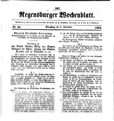 Regensburger Wochenblatt Dienstag 6. September 1864