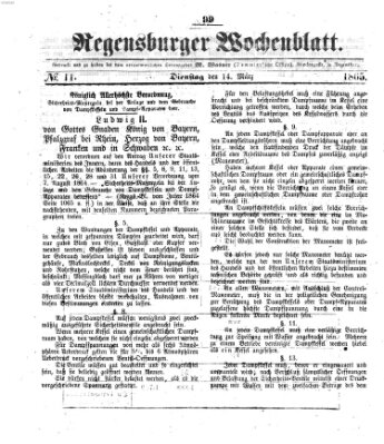 Regensburger Wochenblatt Dienstag 14. März 1865