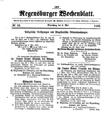 Regensburger Wochenblatt Dienstag 9. Mai 1865