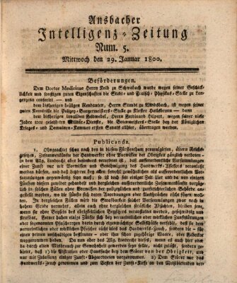 Ansbacher Intelligenz-Zeitung Mittwoch 29. Januar 1800