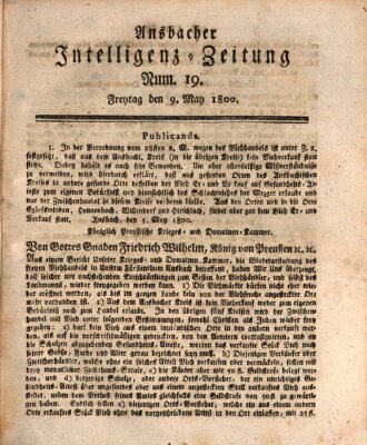 Ansbacher Intelligenz-Zeitung Freitag 9. Mai 1800