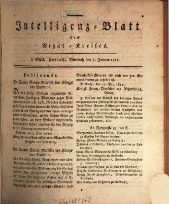 Intelligenzblatt des Rezat-Kreises (Ansbacher Intelligenz-Zeitung) Mittwoch 8. Januar 1812