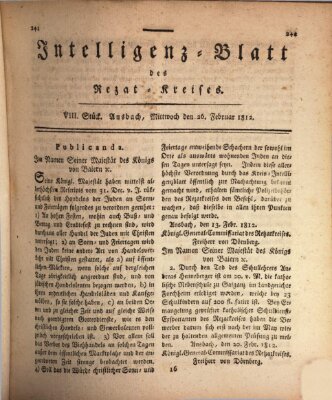 Intelligenzblatt des Rezat-Kreises (Ansbacher Intelligenz-Zeitung) Mittwoch 26. Februar 1812