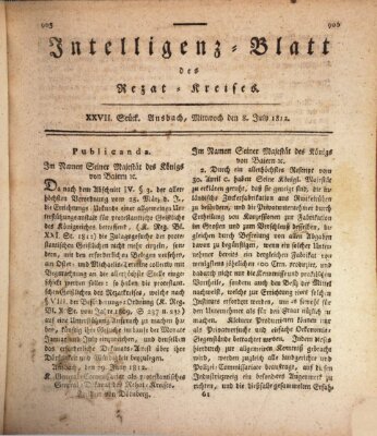 Intelligenzblatt des Rezat-Kreises (Ansbacher Intelligenz-Zeitung) Mittwoch 8. Juli 1812