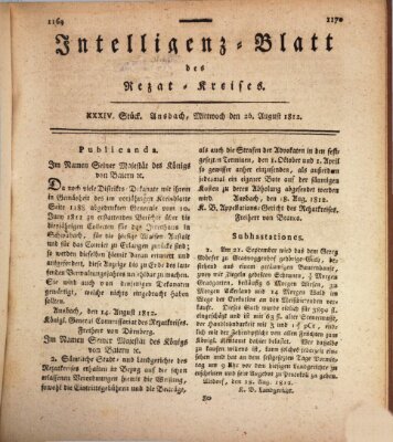 Intelligenzblatt des Rezat-Kreises (Ansbacher Intelligenz-Zeitung) Mittwoch 26. August 1812