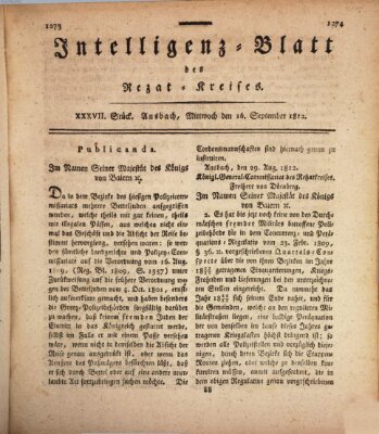 Intelligenzblatt des Rezat-Kreises (Ansbacher Intelligenz-Zeitung) Mittwoch 16. September 1812