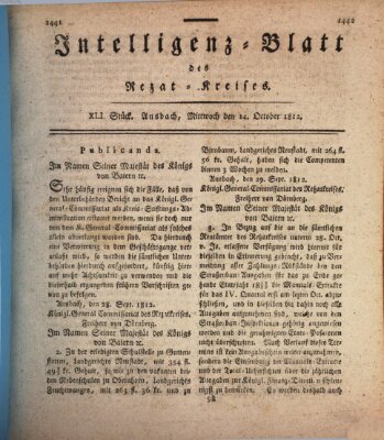 Intelligenzblatt des Rezat-Kreises (Ansbacher Intelligenz-Zeitung) Mittwoch 14. Oktober 1812