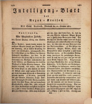 Intelligenzblatt des Rezat-Kreises (Ansbacher Intelligenz-Zeitung) Mittwoch 21. Oktober 1812