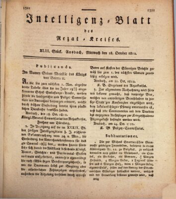 Intelligenzblatt des Rezat-Kreises (Ansbacher Intelligenz-Zeitung) Mittwoch 28. Oktober 1812