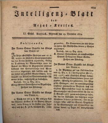 Intelligenzblatt des Rezat-Kreises (Ansbacher Intelligenz-Zeitung) Mittwoch 23. Dezember 1812