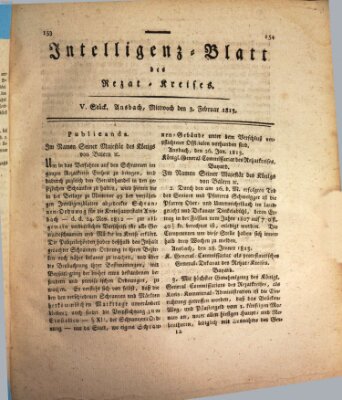 Intelligenzblatt des Rezat-Kreises (Ansbacher Intelligenz-Zeitung) Mittwoch 3. Februar 1813