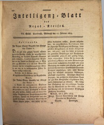 Intelligenzblatt des Rezat-Kreises (Ansbacher Intelligenz-Zeitung) Mittwoch 17. Februar 1813